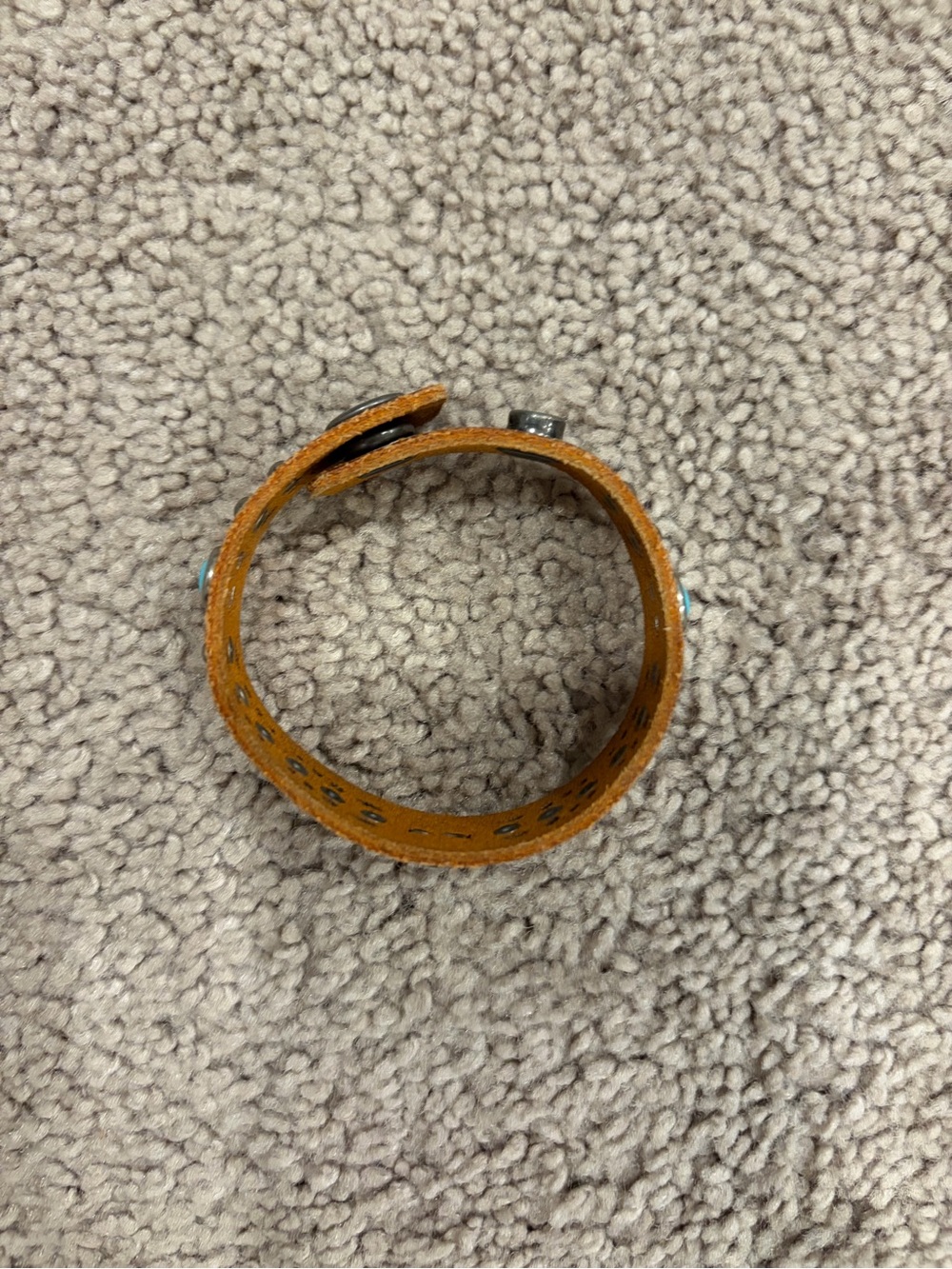 Pioneer Woman Brown Leather Bracelet with Turquoise Studs - Picture 2 of 5